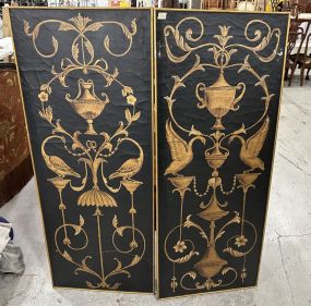 Pair of Decorative Black and Gold Wall Panels