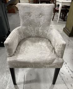 White Floral Upholstered Arm Chair