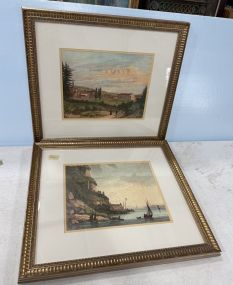 Two Prints of Country Side and Sea Side