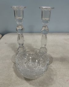 Crystal Candlesticks and Berry Bowls