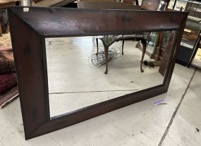 Large Wood Framed Beveled Wall Mirror