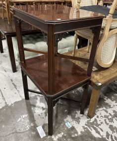 Pair of Chinese Chippendale Style Cherry Lamp Tables