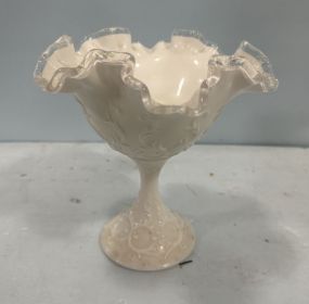 White Fenton Ruffled Rim Compote