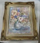 Signed Bewey Still Life Flower Bouquet Painting