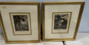 Pair of European Hand Colored Prints