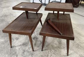 Pair of Mid Century Masonite Step Up Tables