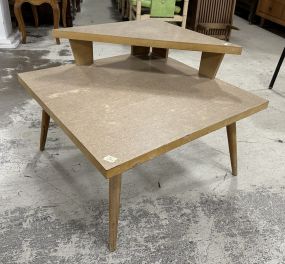 Mid Century Maple Step Up Corner Table