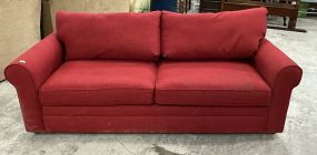 Contemporary Red Upholstered Two Cushion Sofa