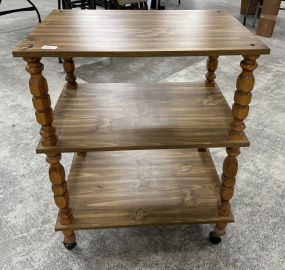 Late 20th Century Pressed Wood Oak Three Tier Rack