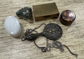 Small Vanity Mirror, Powder, and Pill Boxes