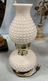 White Milk Hobnail Glass Torchiere Lamp