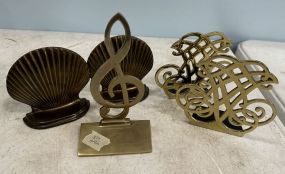 Two Pair of Brass Bookends and Single