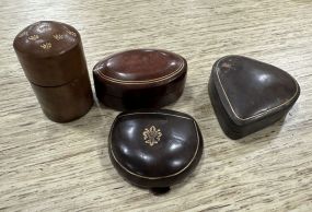 Four Decorative Wood Boxes and Match Holder