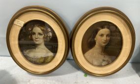Two Oval Prints of Ladies