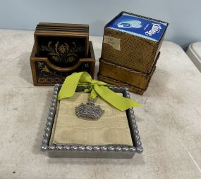 Metal Kleenex Holder, Coasters, and Napkin Holders