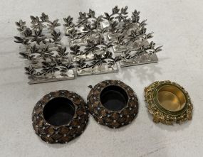 12 Knife Stands, and Enamel Candle Holders