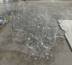 Set of Clear Glass Stemware