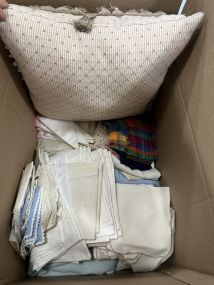 Box Lot of Pillows and linens