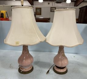 Pair of Vintage Porcelain Vase Lamp