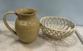 Ceramic Wire Basket and Lillian Vernon Pitcher