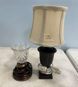 Metal Urn and Glass Torcheire Lamps