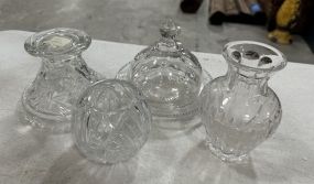 Pressed Glass Cheese Dome, Vases, and Pedestal