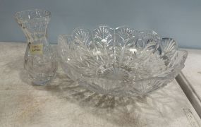 Pressed Center Bowl and Crystal Vase