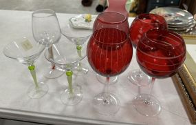 Assorted Red and Clear Martini Glasses