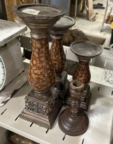 Four Decorative Resin Candle Holders