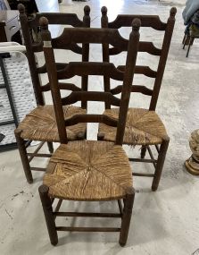 Three Country Style Ladder Back Side Chairs