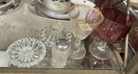 Glass Wine, Glass Candle holder, and shakers
