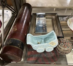 Trinket Box, Storage Box, Ceramic Stroller and Picture