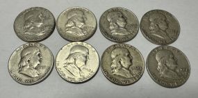 8 Franklin Half Dollars