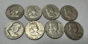 8 Franklin Half Dollars