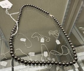 Italy .925 Chain Navajo Pearls with Sterling Beads