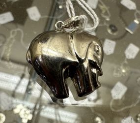 .925 Sterling Puffy Elephant Pendant