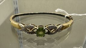 Vintage .925 Peridot Ladies Bangle Bracelet