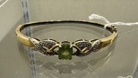 Vintage .925 Peridot Ladies Bangle Bracelet