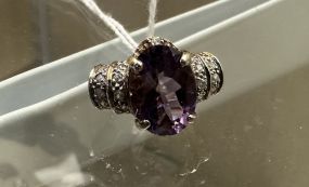 Vintage .925 Sterling Ladies Amethyst Ring