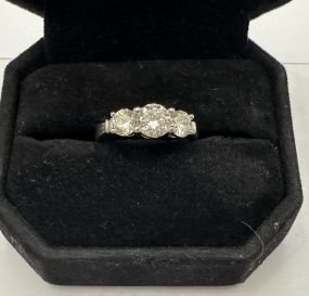 14 Karat White Gold Diamond Three Stone Ring Size: 6.25; Appraised.