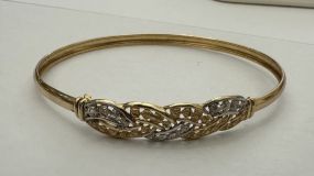 14k Dual Gold Braid Bangle Bracelet