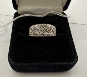 14k White Gold Reticulated Diamond Ring Band Size: 7.25