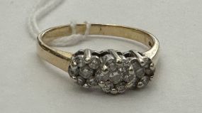 14K Gold Trio Daisy Diamond Cluster Ring Size: 9