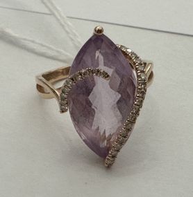 Designer Le Vian 14K Rose Gold Amethyst Diamond Ring Size: 6.5