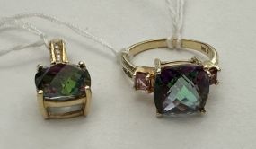 2 Pcs 14K Gold Mystic Topaz 