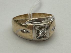 Men's Vintage 14k Dual Gold Diamond Ring Size: 12