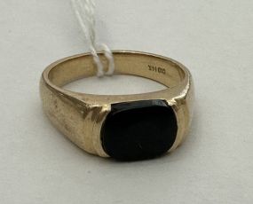 Men's 14k Gold Black Onyx Ring Size 9.5