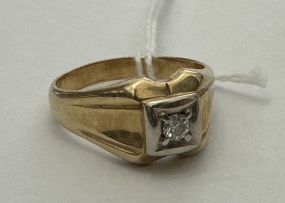 Men's Vintage 14k Dual Gold Diamond Ring Size: 12.75