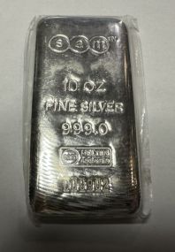 Sam 10 oz Fine Silver 999.0 Bar