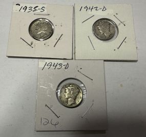 1935-S, 1942-D, and 1943-D Mercury Dimes